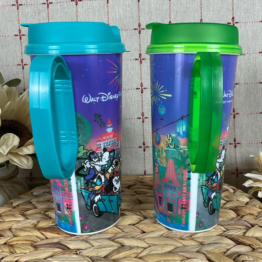 Set Of 2 Walt Disney World Resort Anniversary Refillable Flip Lid & Handle Cups - Picture 4 of 7